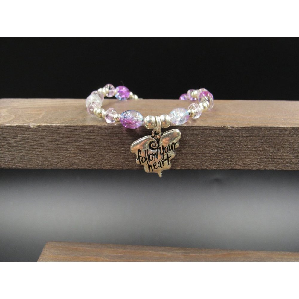 7" Sterling Silver Follow Your Heart Charm Bracelet Vintage Elegant Beautiful